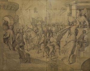 Kaiser Karl mit dem Heer der Franken in Paris by Julius Schnorr Von Carolsfeld