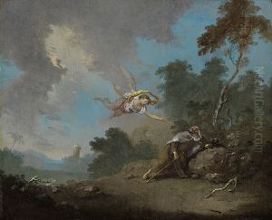 Der Prophet Elias, in der Wuste von einem Engel gespeist by Norbert Grund