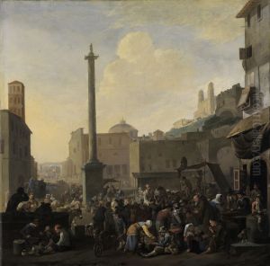 Roman market scene by Johannes Lingelbach