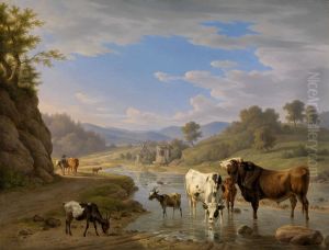 View of Geroldsau near Baden-Baden with cattle by Carl Kuntz