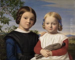 Doppelbildnis zweier Madchen by Joseph Anton Settegast