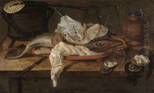 Stilleben mit Fischen und Austern - view 1