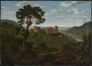 Blick auf Heidelberg und das Heidelberger Schloss by Christian Philipp Koster