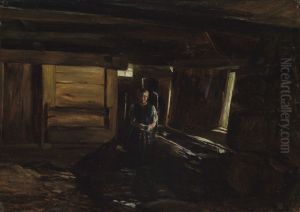 Brunnen im Thomahaus zu Bernau by Eugen Bracht