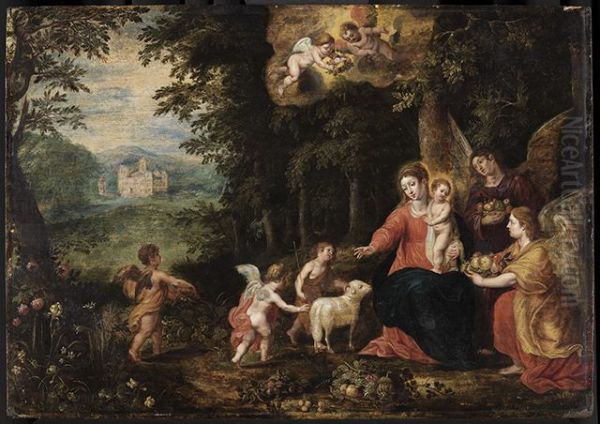 The Virgin and child with the infant Saint John, in a wooded landscape - view 1