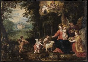 The Virgin and child with the infant Saint John, in a wooded landscape