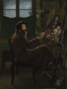 Georg Philipp Schmitt, der Vater des Kunstlers, an der Staffelei