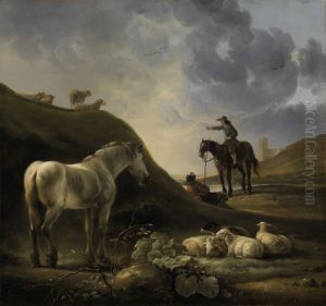 Duinlandschap met een schimmel en een ruiter Duinlandschap met een schimmel en een ruiter