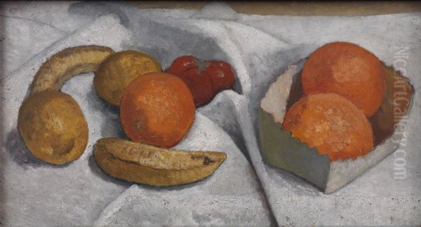 Stillleben mit Orangen, Bananen, Zitrone und Tomate - view 1