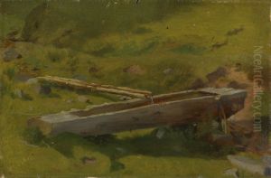 Baumstamm als Brunnentrog by Hans Thoma