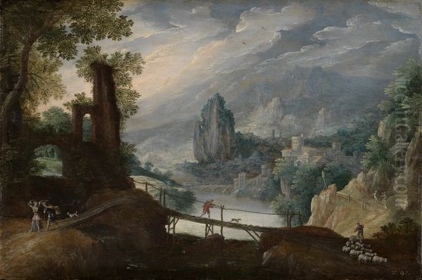 Gebirgslandschaft mit Tobias und Engel - view 1