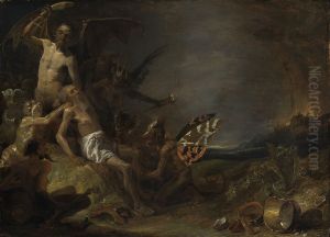 Job plagued by evil spirits by Cornelis Saftleven