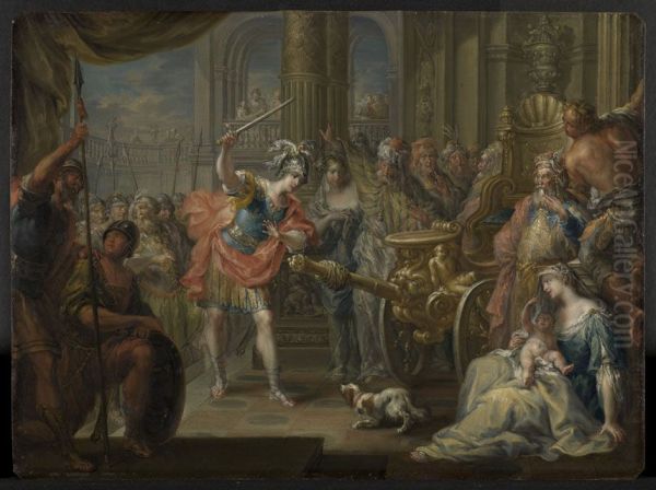 Alexander der Grosse zerhaut den gordischen Knoten - view 1