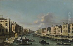 Blick auf den Canal Grande nach Sudwesten, von der Rialto Brucke bis zum Palazzo Foscari