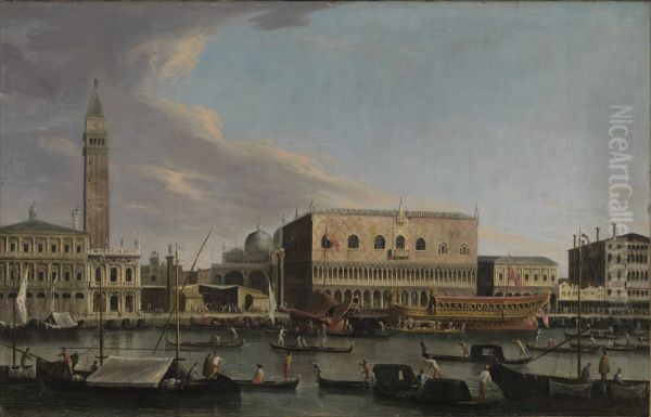 Blick vom Bacino di S.Marco auf den Molo mit Dogenpalast, Piazzetta, Liberia und Zecca - view 1
