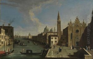 Blick auf den Canale Grande, von der Chiesa della Caritia bis zum Bacino di S.Marco