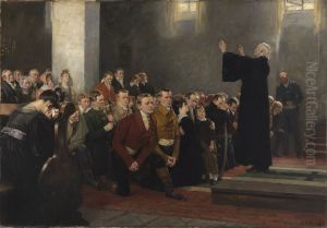 Einsegnung von Lutzows Schwarzen Freiwilligen in der Kirche zu Rogau bei Zobten in Schlesien im Jahre 1813