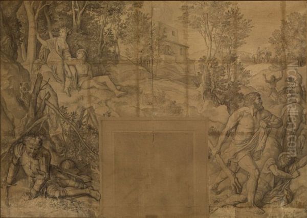 Angelika schneidet ihren und Medoros Namen in einen Lorbeerbaum - Rolands Schwermut und Raserei - view 1