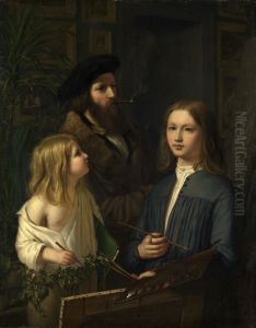 Selbstbildnis mit dem Vater Georg Philipp und dem Bruder Nathanael Selbstbildnis mit dem Vater Georg Philipp und dem Bruder Nathanael