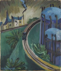 Gaskessel und Vorortsbahn by Ernst Ludwig Kirchner