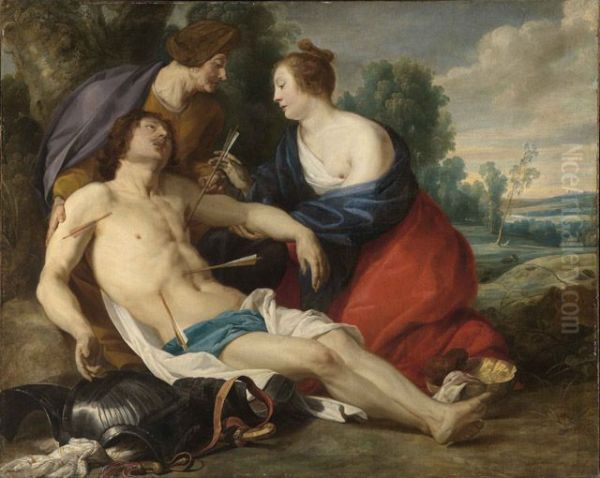 Die Heilige Irene zieht dem Heiligen Sebastian die Pfeile aus den Wunden - view 1