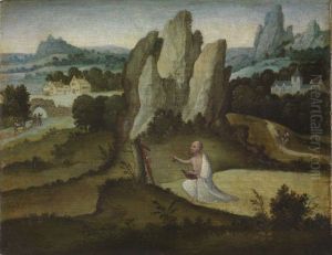 Felslandschaft mit dem bussendem Heiligen Hieronymus by Joachim Patinir