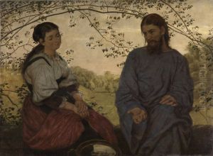 Christus und die Samariterin by Hans Thoma