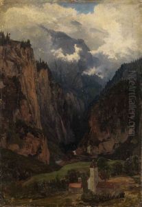 Via Mala mit Kirche im Vordergrund by Johann Wilhelm Schirmer