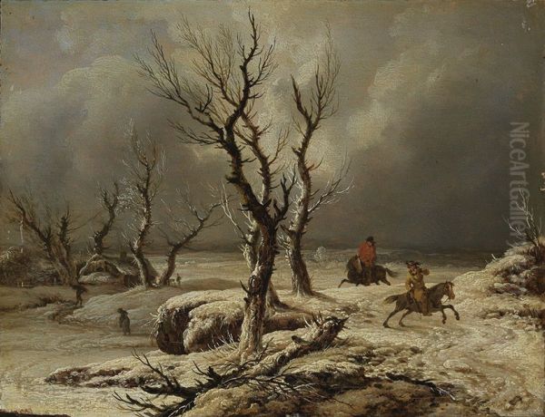 Winterlandschaft mit zwei Reitern - view 1