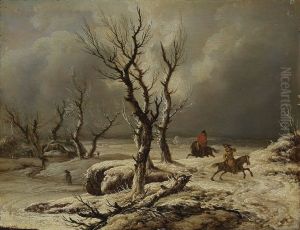 Winterlandschaft mit zwei Reitern