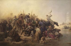 Die Kreuzfahrer in der Wuste by Karl Friedrich Lessing