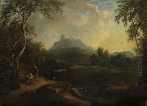 Bergige Landschaft mit Bach Bergige Landschaft mit Bach