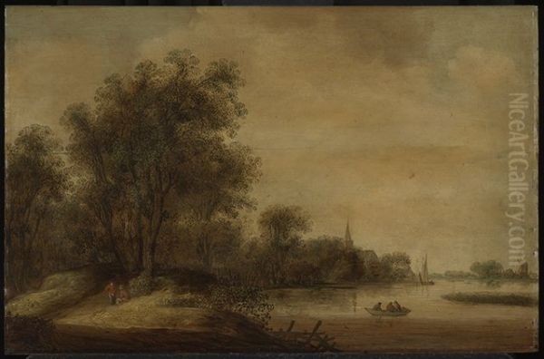 River landscape with a village in the distance - view 1
