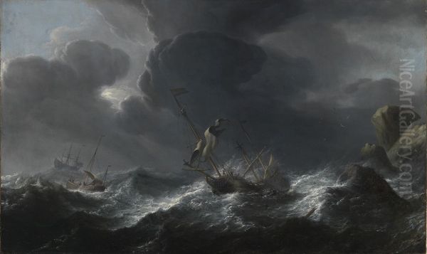 Shipwreck off a rocky shore - view 1