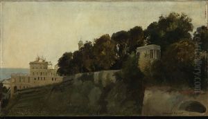 Abendstimmung aus der Villa Palavicini in Pegli bei Genua by Edmund Friedrich Kanoldt
