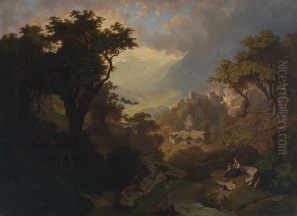 Landschaft bei Meran mit Blick auf Schloss Tirol - view 1