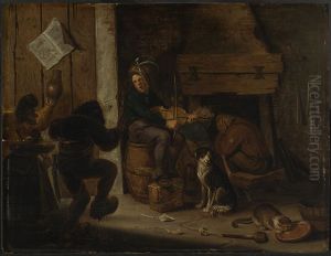 Zechende und musizierende Bauern by Cornelis Saftleven