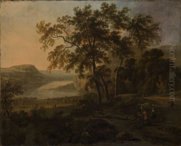 Mountain landscape with a river in the evening light - view 1