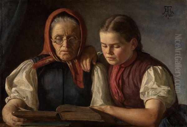 Mutter und Schwester des Kunstlers, in der Bibel lesend - view 1