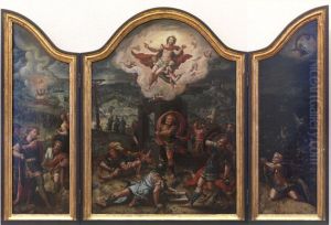 Flugelaltar: Die Auferstehung Christi und alttestamentarische Vorbilder by Pieter Coecke Van Aelst