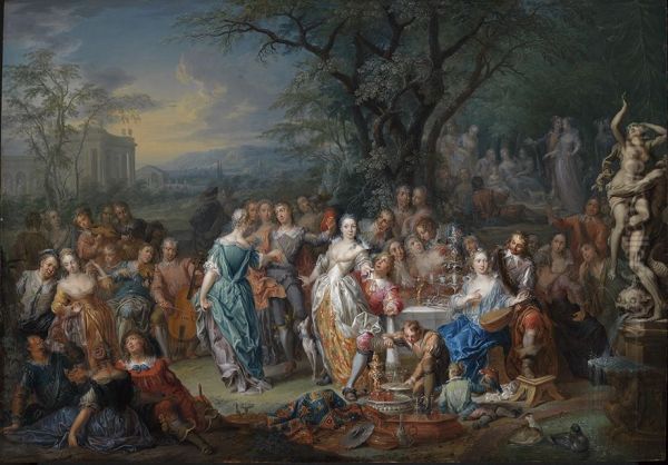 Vornehme Gesellschaft im Park - view 1