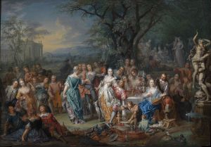 Vornehme Gesellschaft im Park by Frans Christoph Janneck