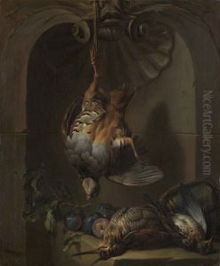 Jagdstilleben mit Rebhuhn vor Steinnische