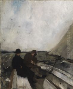 Die Maler Leibl und Sperl im Segelboot by Rudolf Hirth Du Frenes