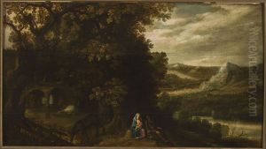 Rest during the flight to Egypt by Adriaen Van Stalbemt