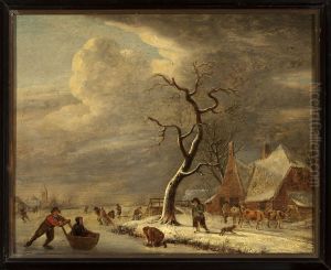On the frozen canal by Isaac Van Ostade