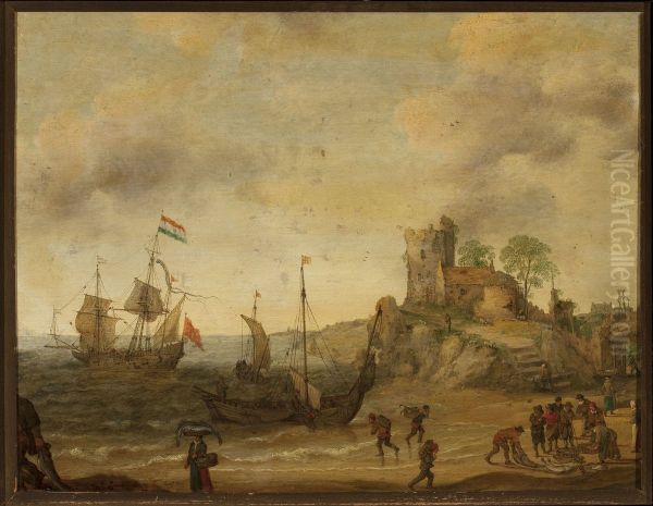 Fishermen at the seaside - view 1
