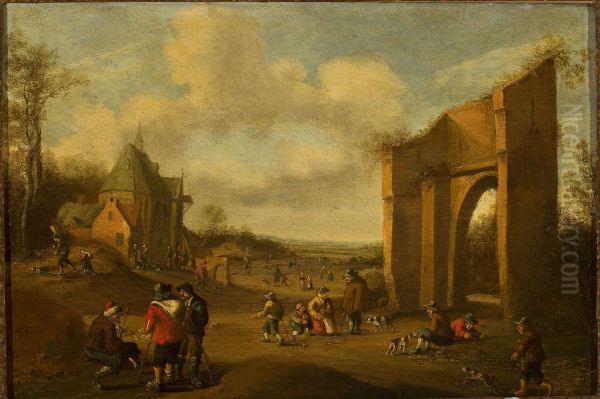 Countryside landscape with peasants - view 1