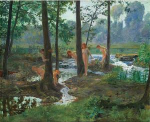 Baigneuses [ ; Bathers ; Oil On Canvas Signed Lower Right] by Gaston Bussiere