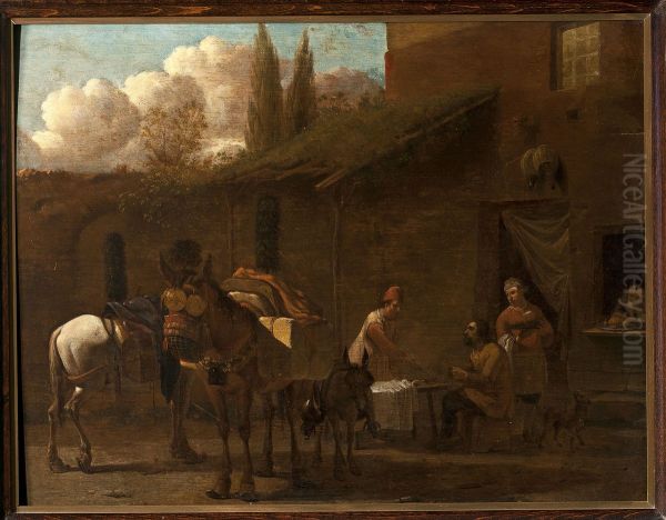 In front of an inn - view 1
